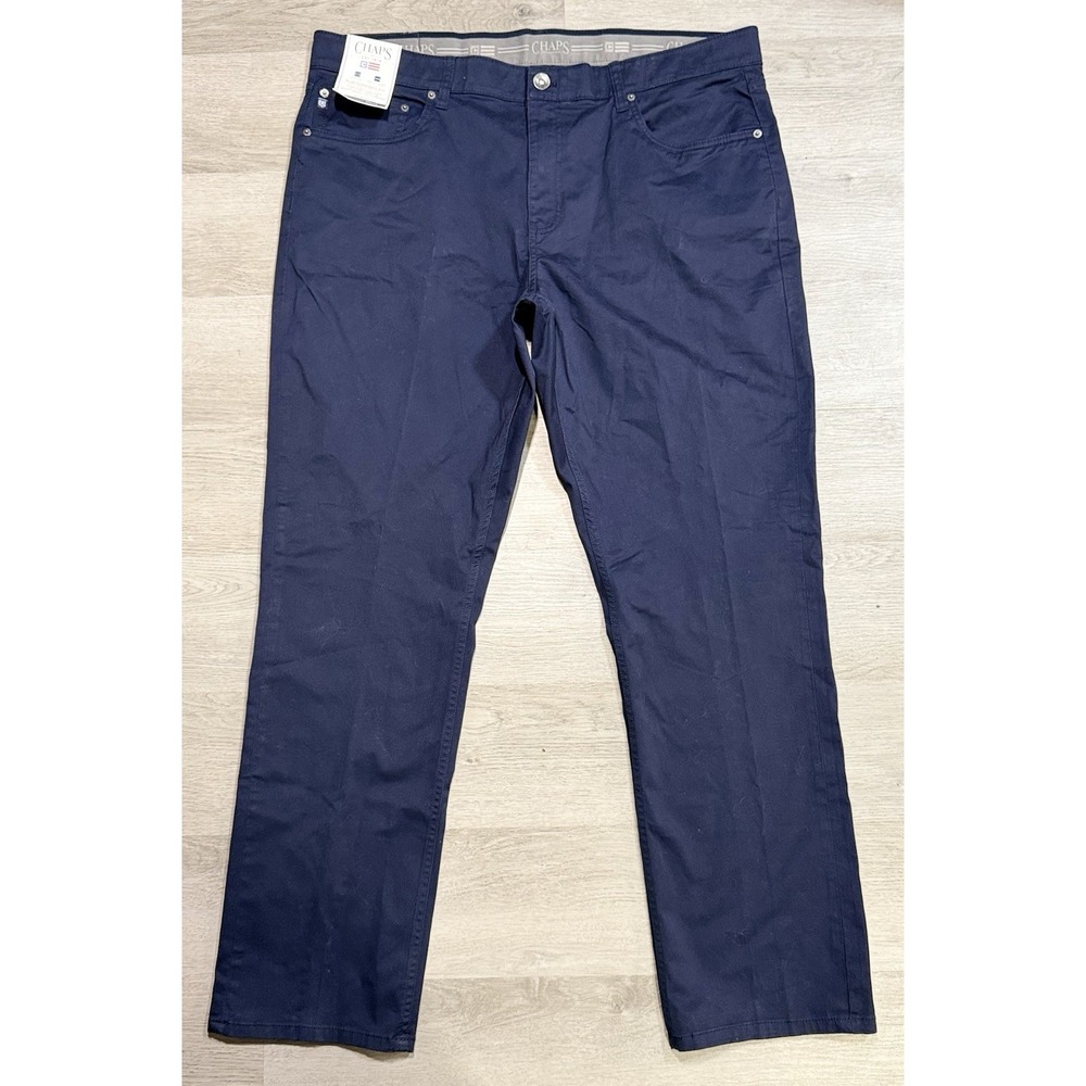 Chaps Slim Straight Fit Stretch Pants Men Size 40x32 Navy Blue Seacoast Wash NWT